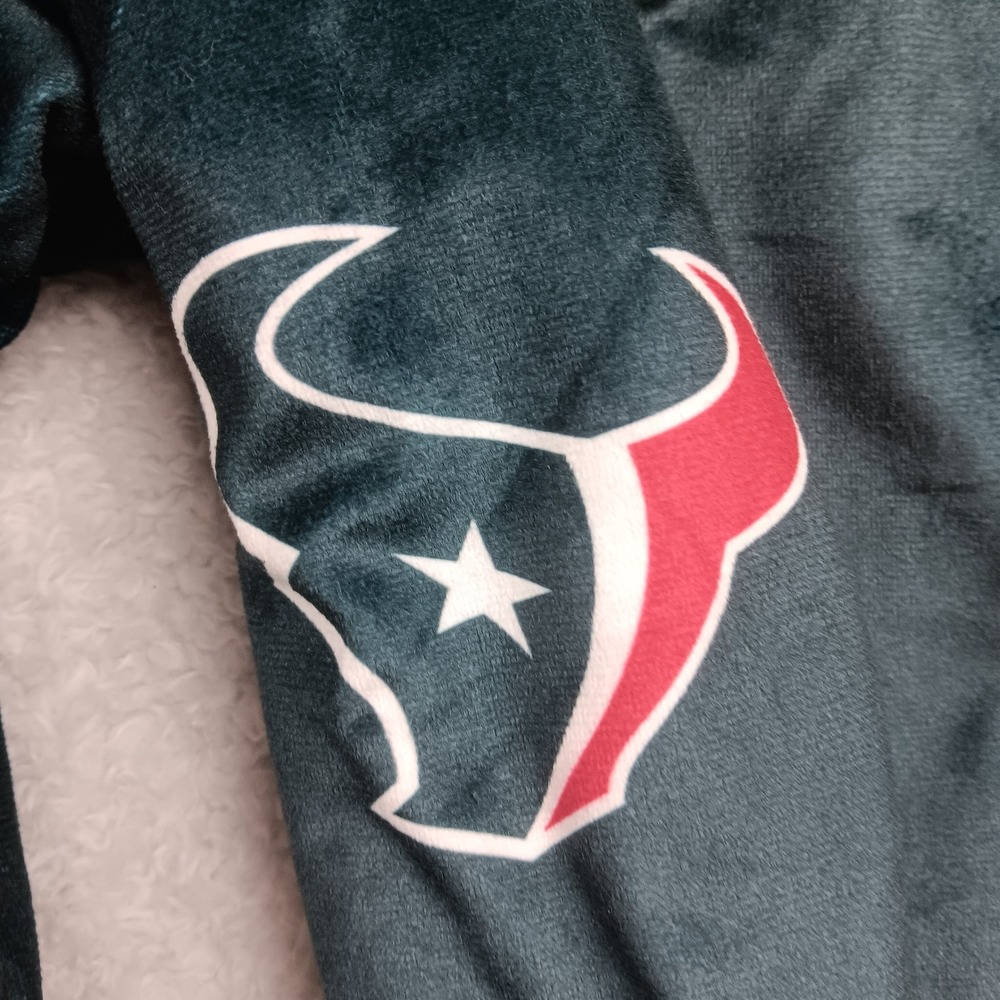 NFL Hoodie Blanket Houston Texans Adult OS Blue Red Sherpa Lined RN 126053 - Picture 3 of 8